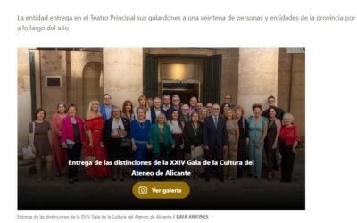 L’Ateneu d’Alacant celebra la XXIV Gala de la Cultura